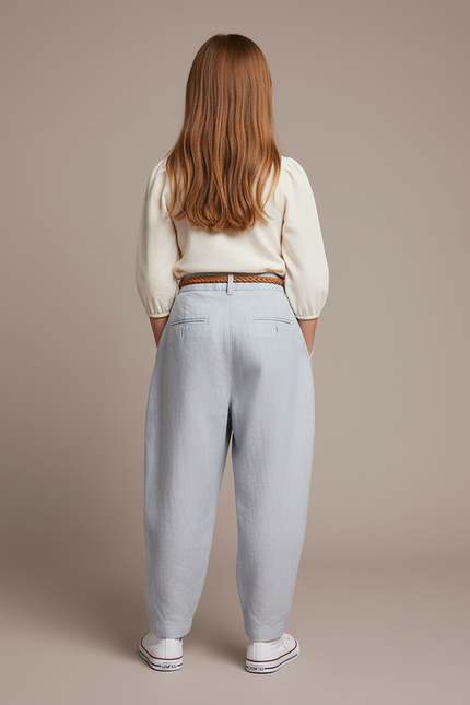 Pantalon Baggy Bleu Clair Lin Plissé Enfant - vue 2