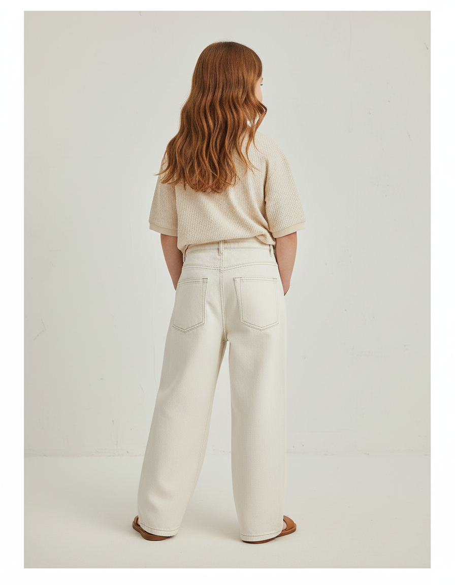 Pantalon Baggy Beige Denim Ample Décontracté Fille - Jean - vue 2