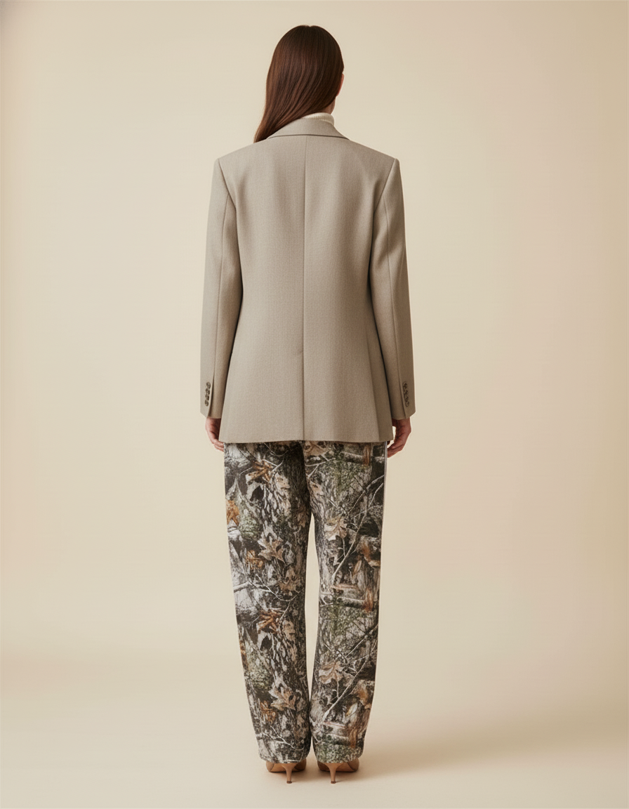 Pantalon Baggy Camouflage Ample Cordon Streetwear Femme - Imprimé Molleton - vue 2