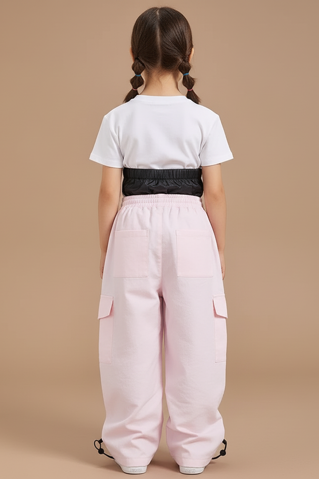 Pantalon Baggy Rose Ample Décontracté Enfant Cargo - Polyester - vue 2