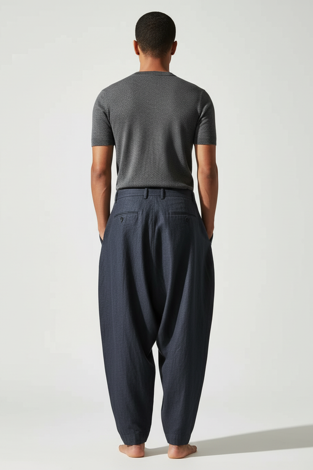 Pantalon Baggy Japonais - Marine Lin - vue 2