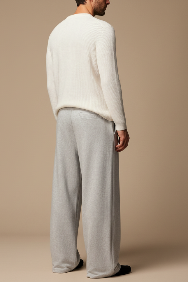 Pantalon Baggy Gris Clair Ample Décontracté Molletonné Homme - vue 2