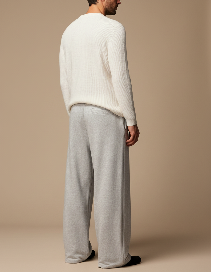 Pantalon Baggy Gris Clair Ample Décontracté Molletonné Homme - vue 2