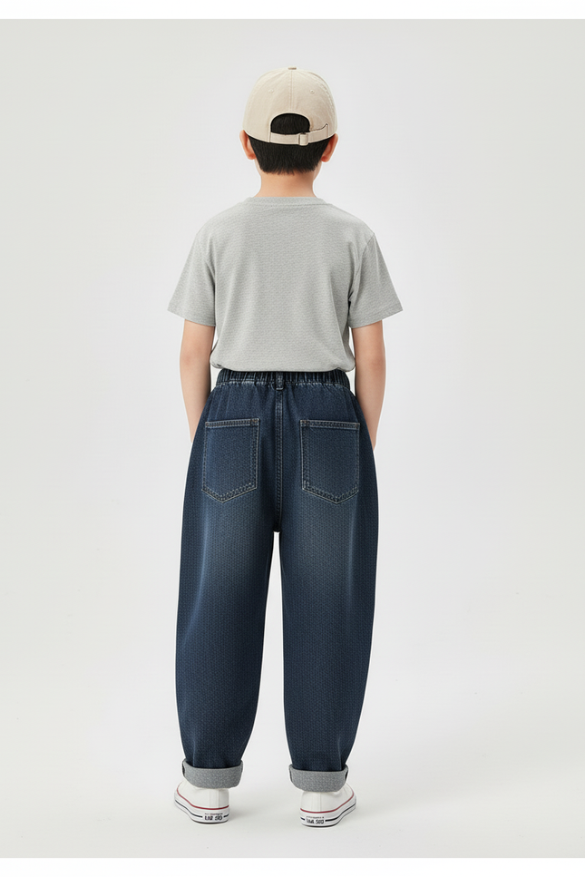 Pantalon Baggy Jean Denim Bleu Ample Garçon Décontracté - vue 2