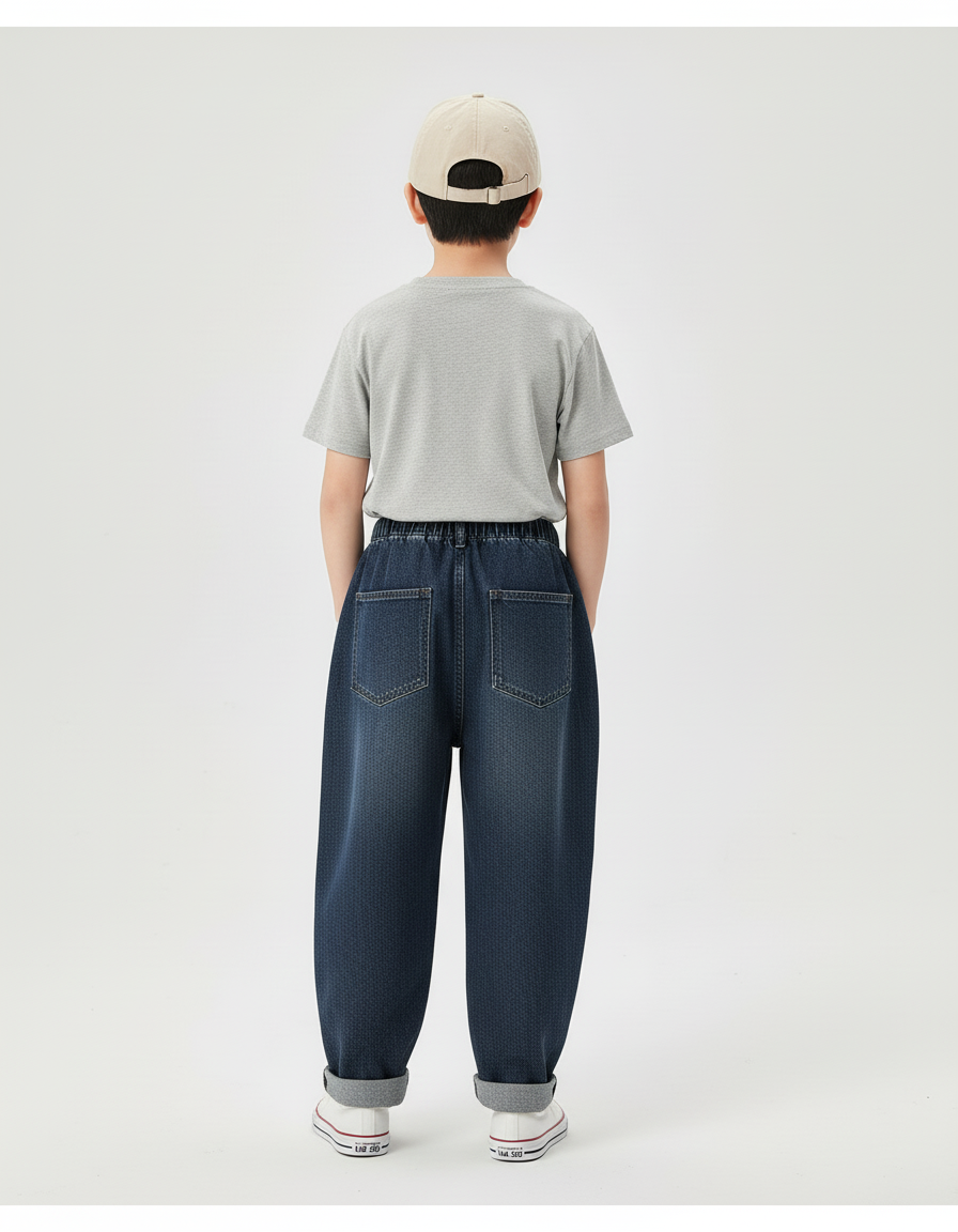 Pantalon Baggy Jean Denim Bleu Ample Garçon Décontracté - vue 2