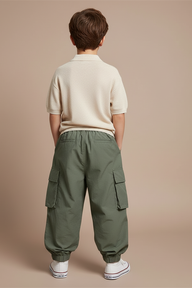 Pantalon Baggy Kaki Cargo Ample Décontracté Garçon - Polyester - vue 2
