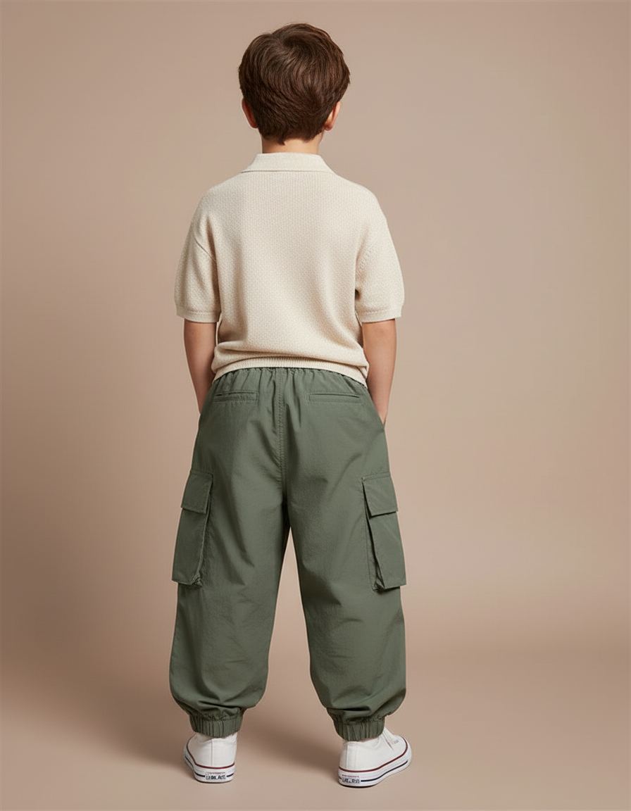 Pantalon Baggy Kaki Cargo Ample Décontracté Garçon - Polyester - vue 2