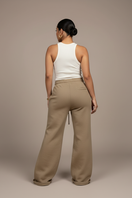 Pantalon Baggy Kaki Zippé Ouvert Décontracté Ample - Molleton - vue 2