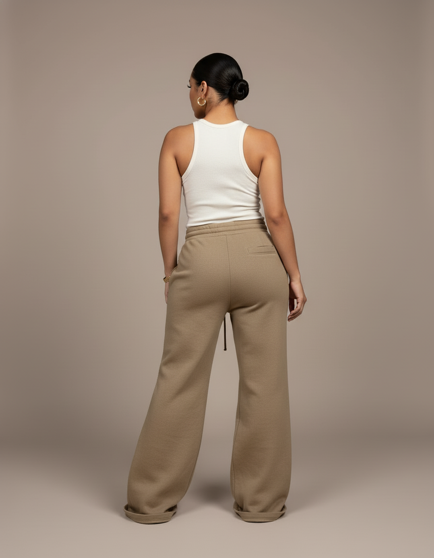 Pantalon Baggy Kaki Zippé Ouvert Décontracté Ample - Molleton - vue 2
