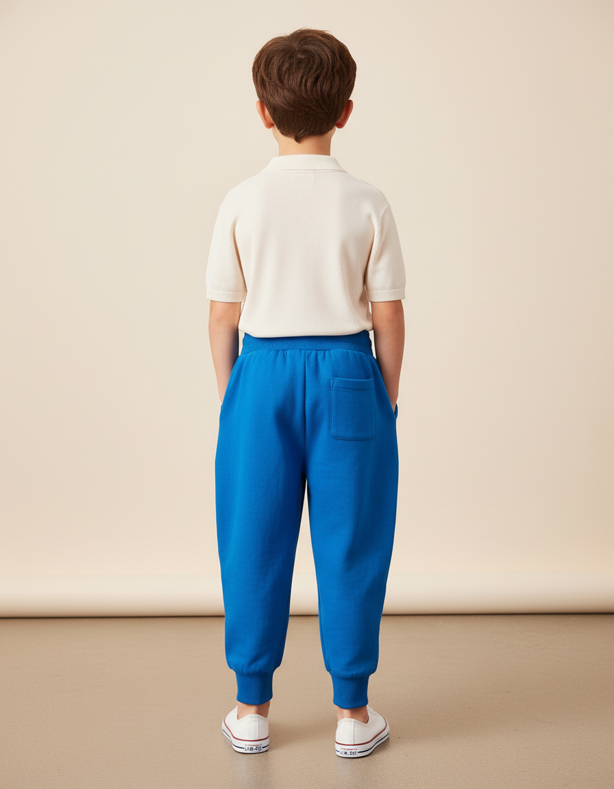 Pantalon Baggy Bleu Roi Molletonné Ample Sport Enfant - vue 2