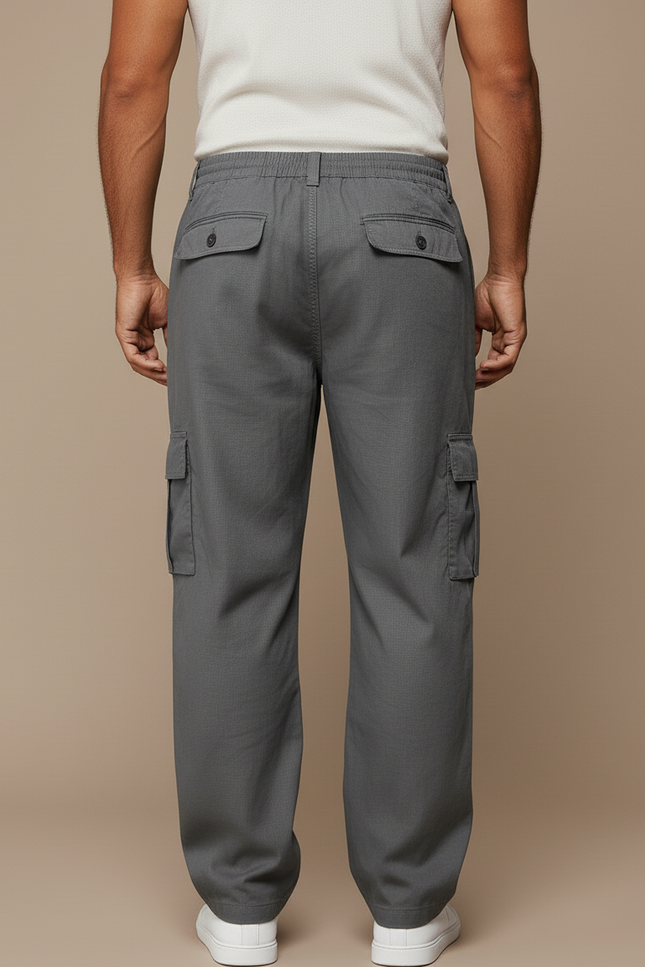 Pantalon Baggy Gris Coton Ample Cargo Homme Décontracté - vue 2