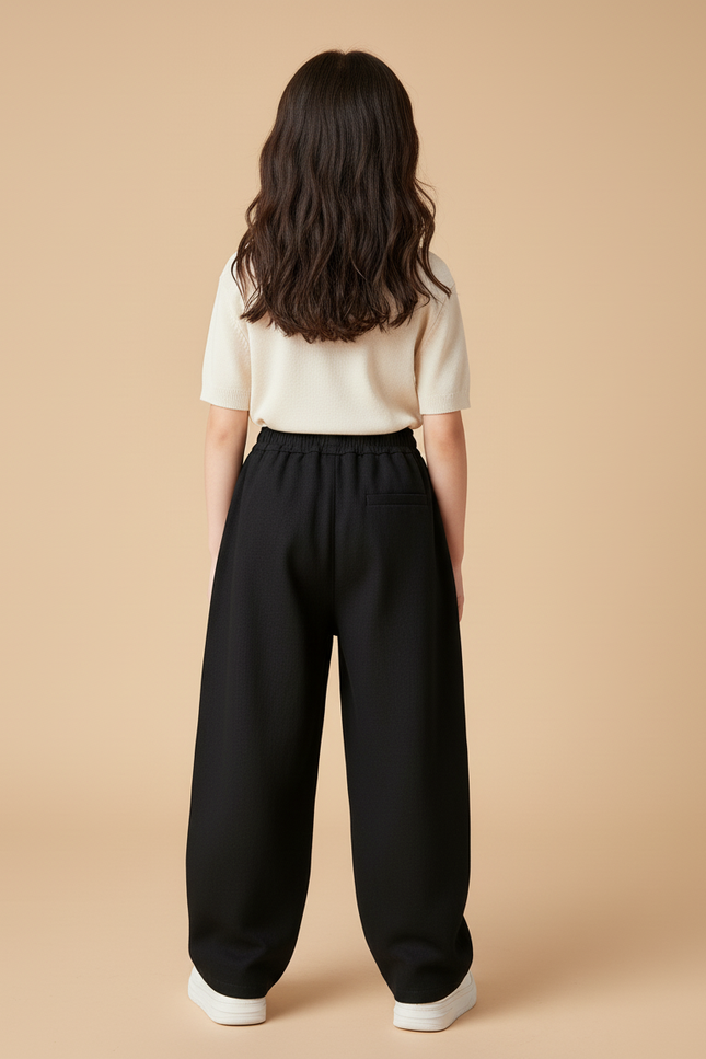 Pantalon Baggy Noir Ample Confortable Fille - Molleton - vue 2