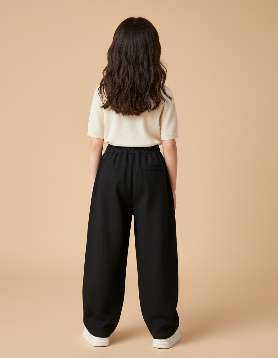 Pantalon Baggy Noir Ample Confortable Fille - Molleton - vue 2