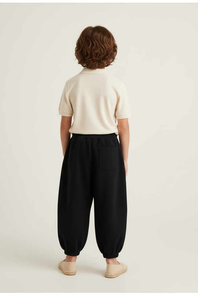 Pantalon Baggy Noir Ample Coton Enfant Sport - Molleton - vue 2