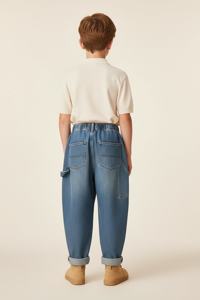Pantalon Baggy Jean Bleu Ample Décontracté Enfant Garçon - vue 2