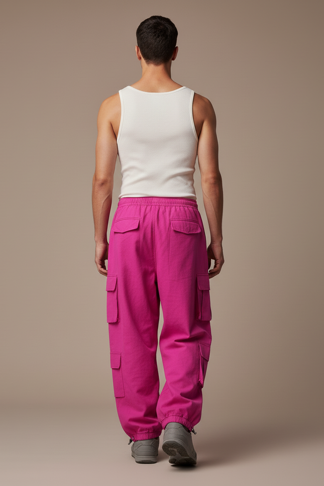Pantalon Baggy Cargo Rose Ample Coton Homme - vue 2