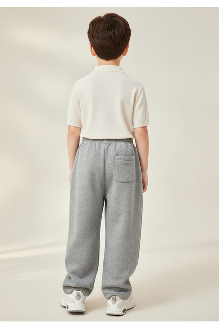 Pantalon Baggy Gris Coton Molletonné Ample Décontracté Enfant - vue 2