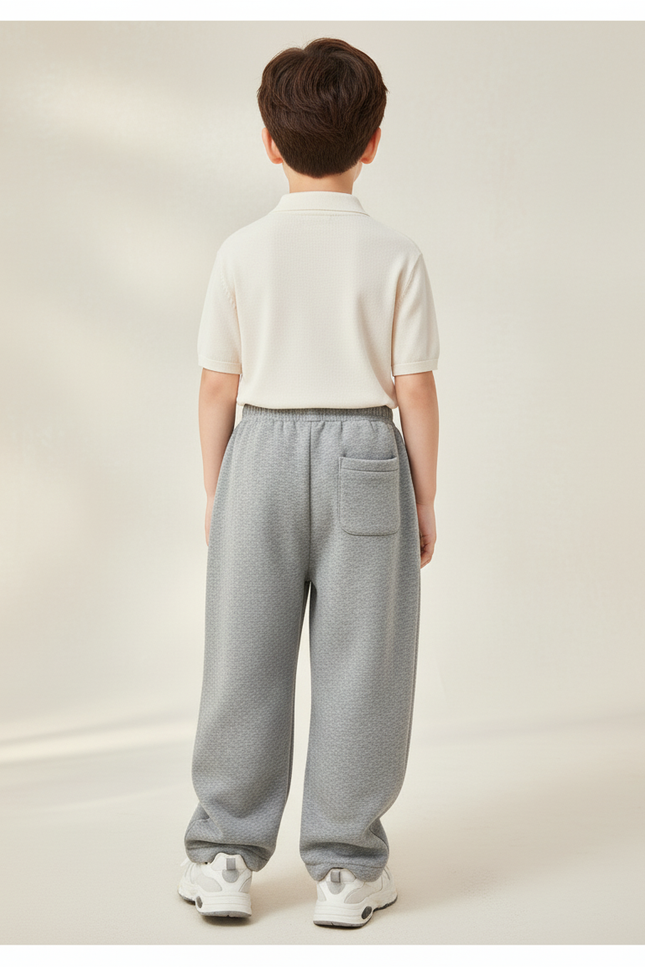 Pantalon Baggy Gris Coton Molletonné Ample Décontracté Enfant - vue 2