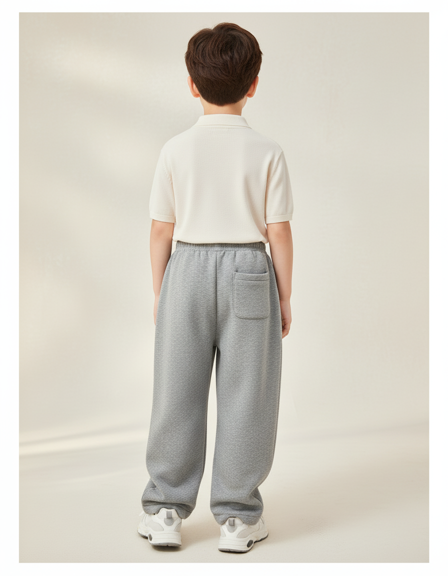 Pantalon Baggy Gris Coton Molletonné Ample Décontracté Enfant - vue 2