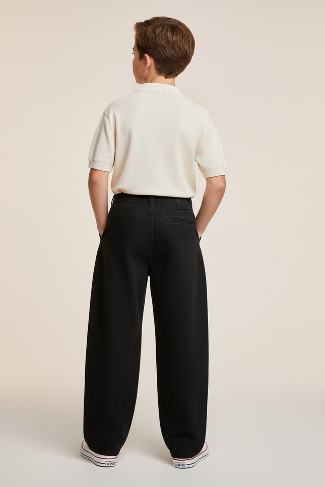 Pantalon Baggy Noir Brodé Squelette Ample Décontracté - Jean - vue 2