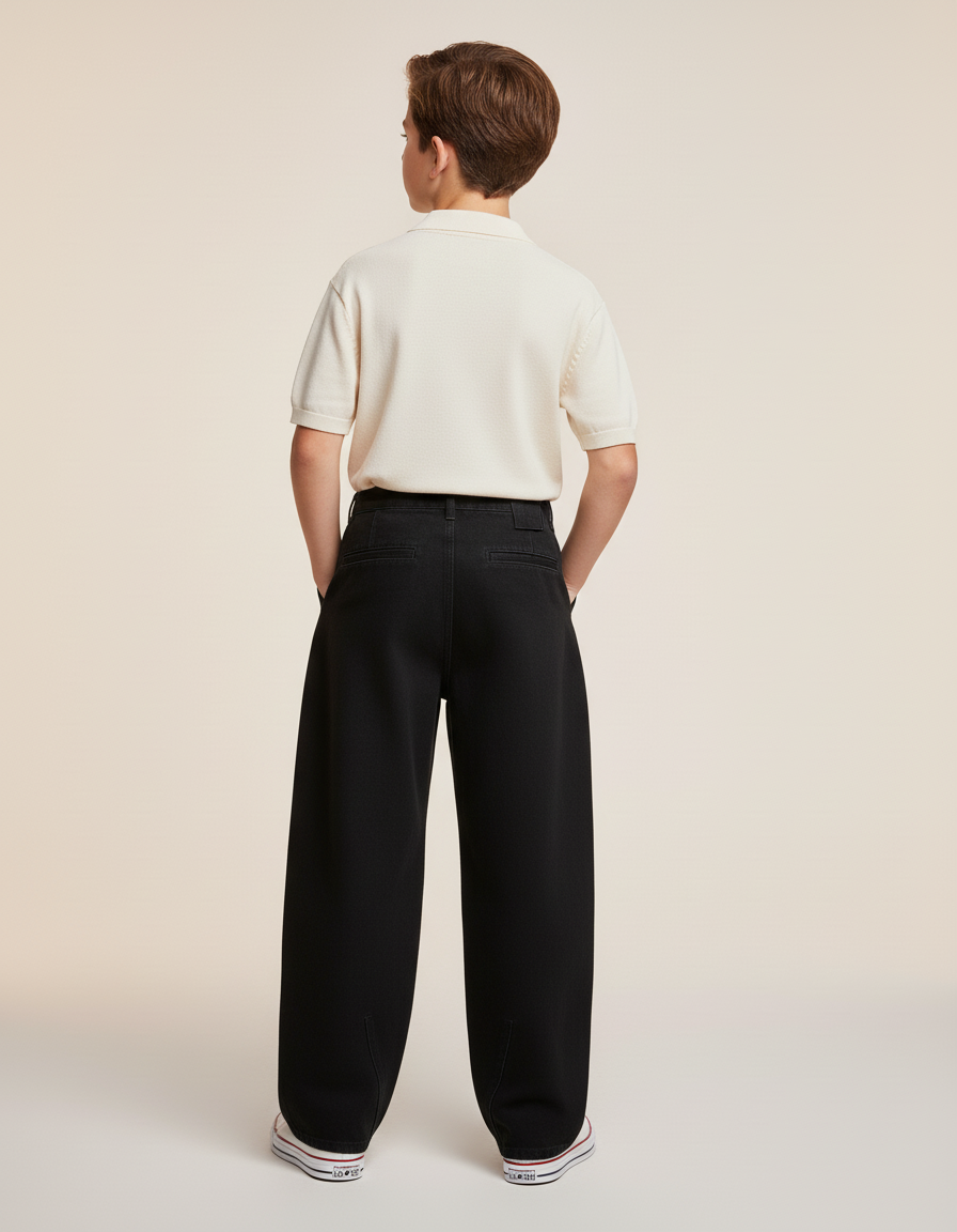 Pantalon Baggy Noir Brodé Squelette Ample Décontracté - Jean - vue 2