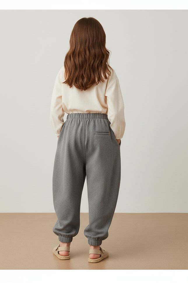 Pantalon Baggy Gris Coton Molleton Ample Enfant - vue 2