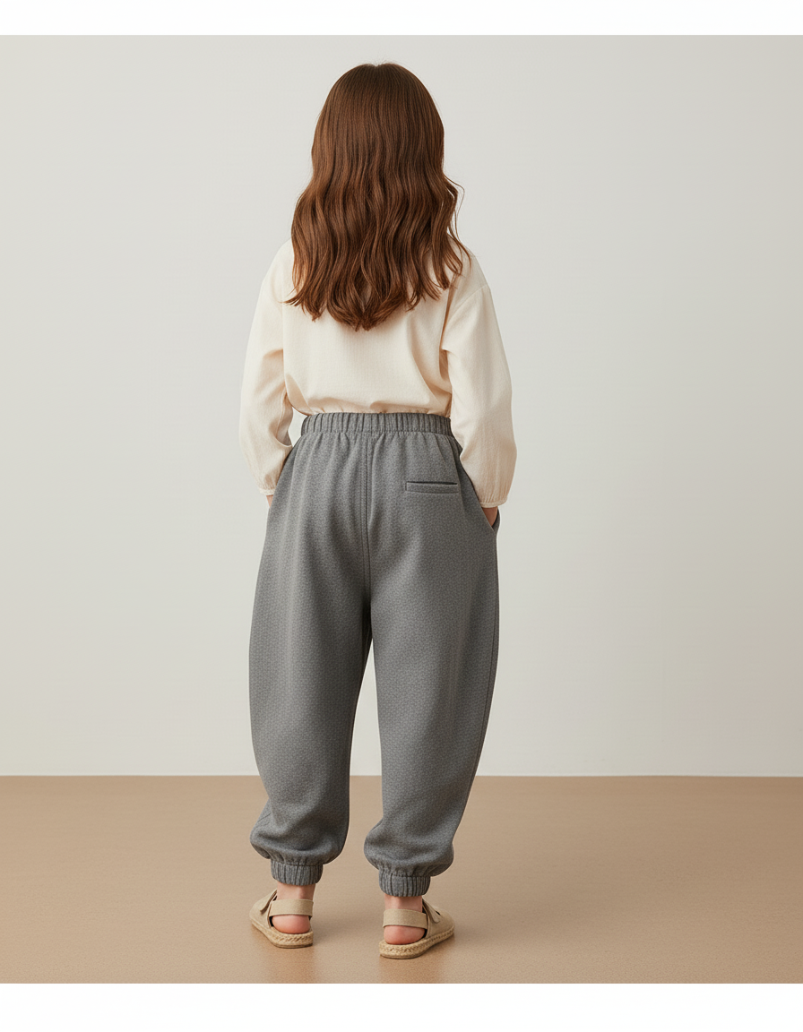 Pantalon Baggy Gris Coton Molleton Ample Enfant - vue 2