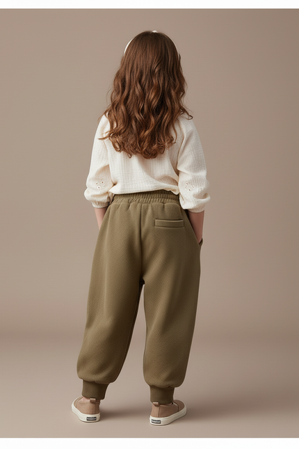 Pantalon Baggy Vert Kaki Ample Molleton Enfant - vue 2