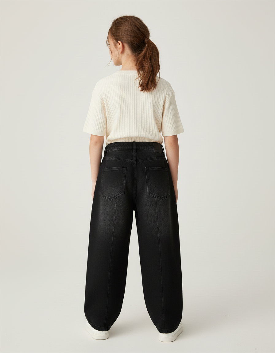 Pantalon Baggy Noir Ample Dessins Colorés Enfant - Jean - vue 2