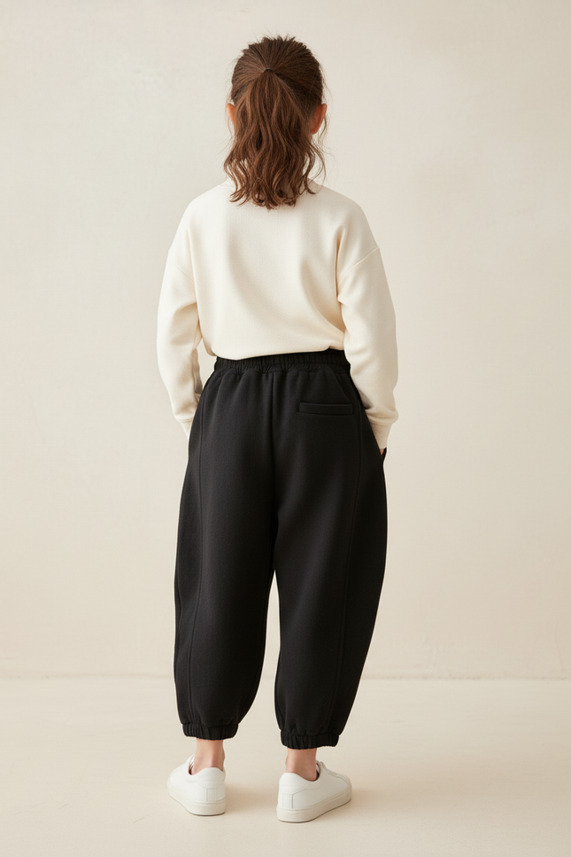 Pantalon Baggy Noir Ample Molletonné Enfant - vue 2