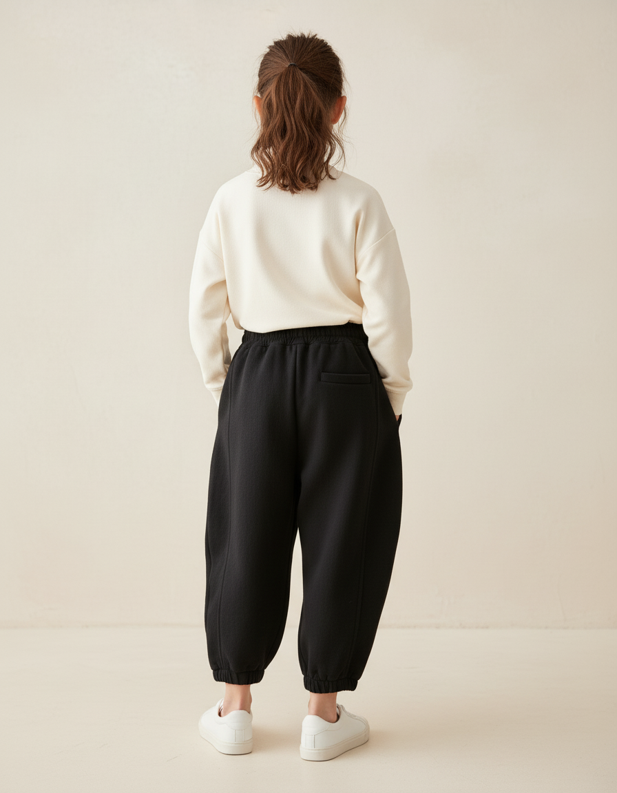 Pantalon Baggy Noir Ample Molletonné Enfant - vue 2