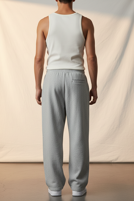 Pantalon Baggy Gris Ample Coton Molleton Confortable - vue 2