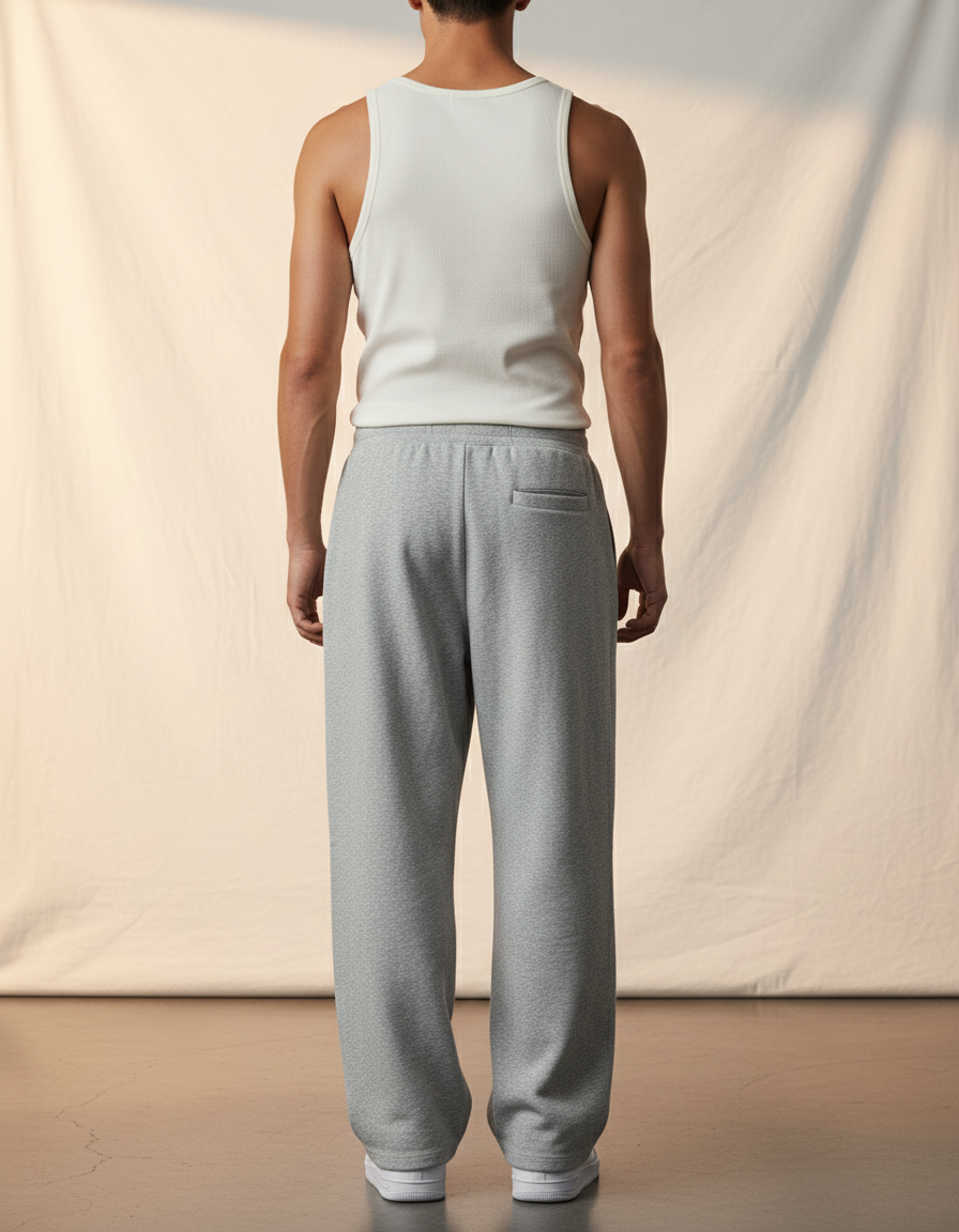 Pantalon Baggy Gris Ample Coton Molleton Confortable - vue 2