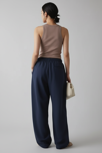 Pantalon Baggy Bleu Marine Ample Décontracté Sport - Molleton - vue 2