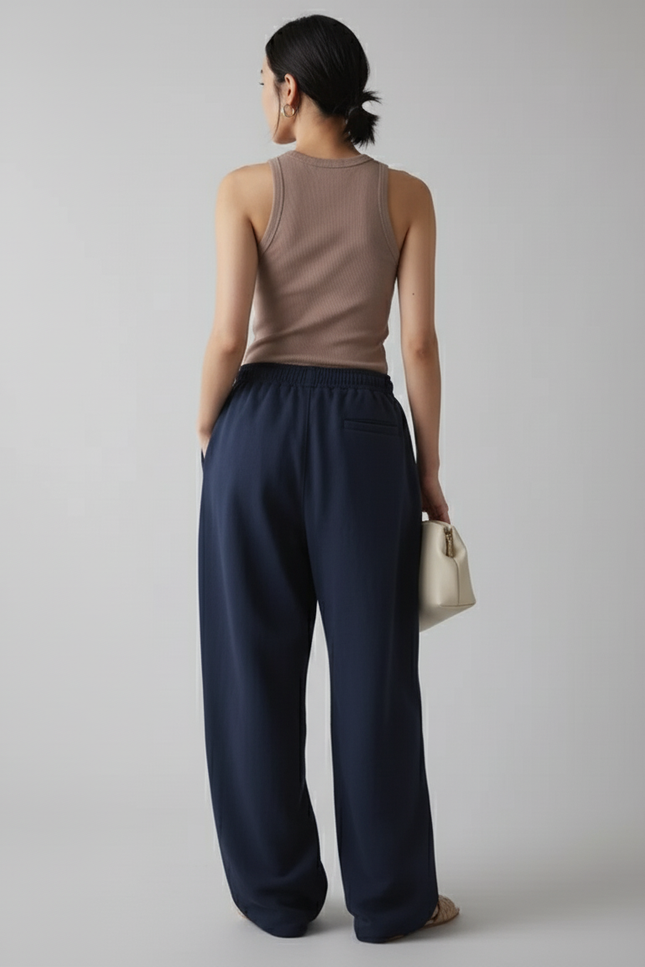 Pantalon Baggy Bleu Marine Ample Décontracté Sport - Molleton - vue 2