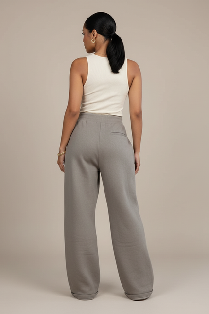 Pantalon Baggy Gris Zippé Ouvert Décontracté Ample - Molleton - vue 2