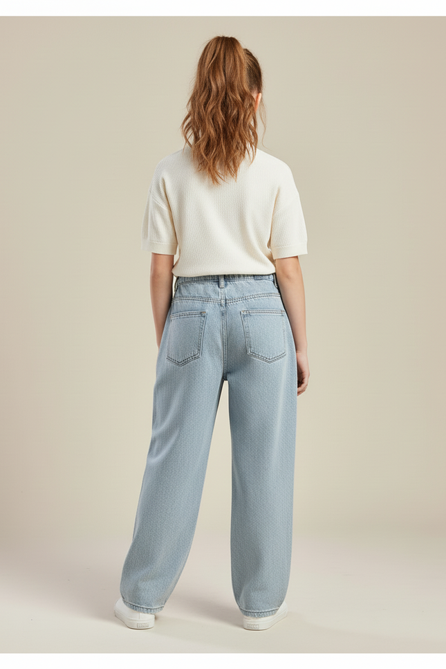 Pantalon Baggy Jean Bleu Clair Ample Fille - vue 2