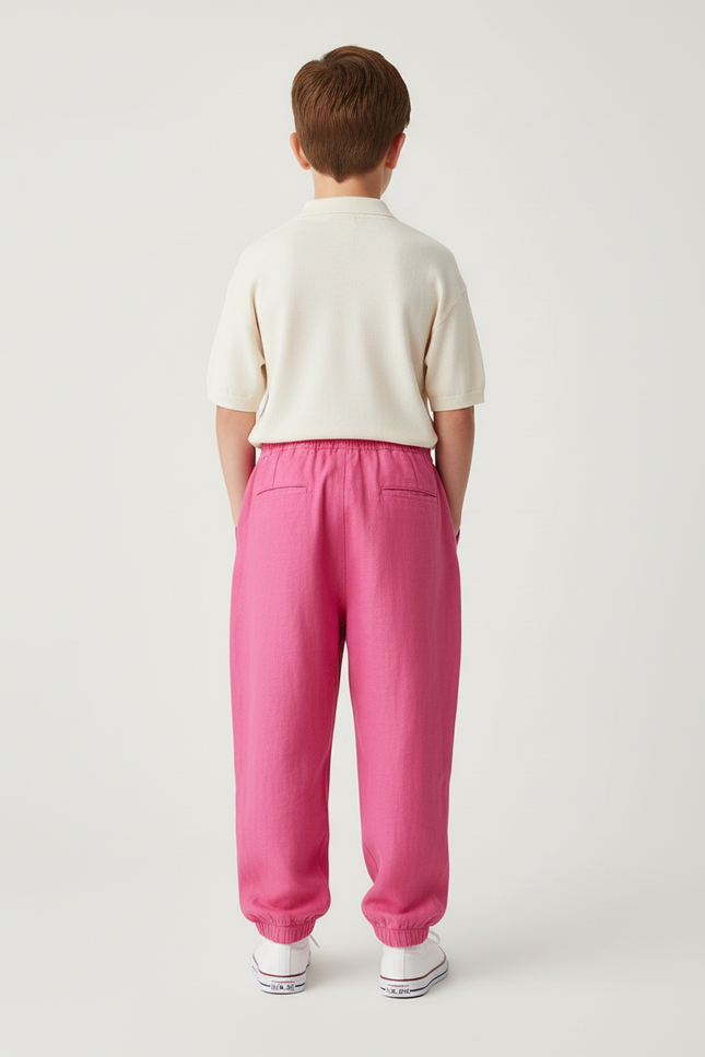 Pantalon Baggy Rose Fuschia Ample Lin Enfant - vue 2