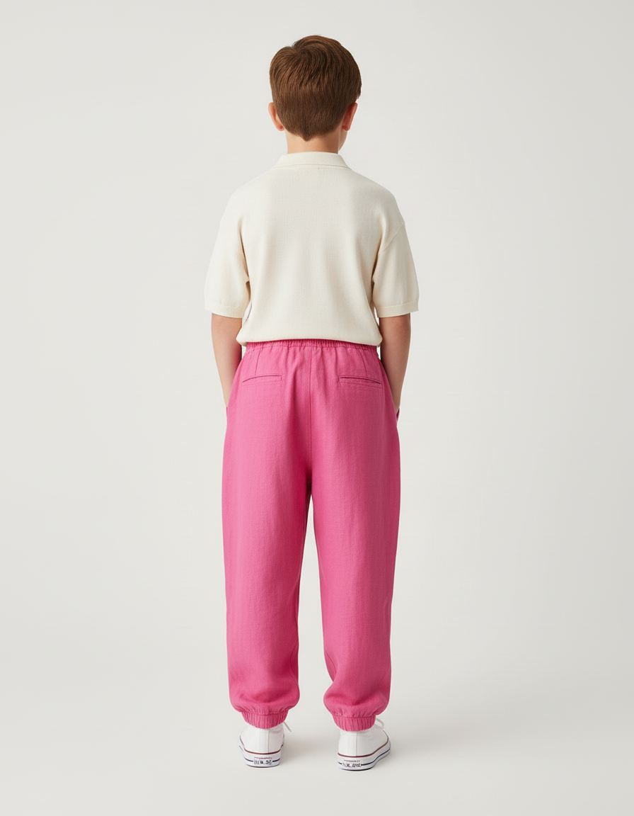 Pantalon Baggy Rose Fuschia Ample Lin Enfant - vue 2