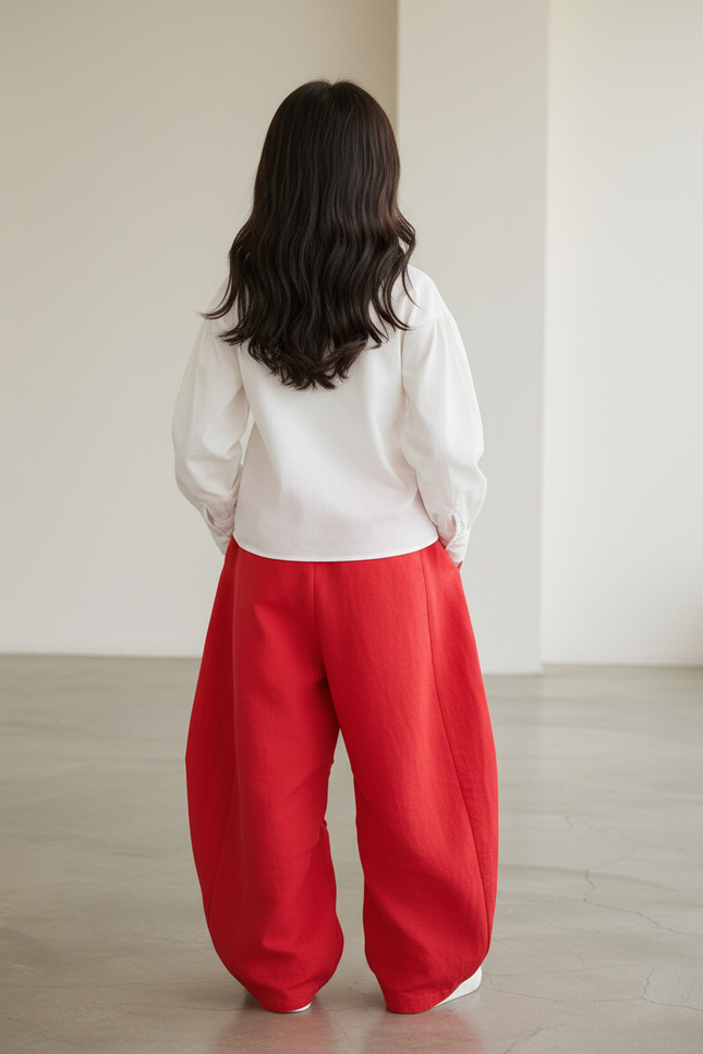 Pantalon Baggy Rouge Ample Lettres Streetwear Enfant - Lin - vue 2