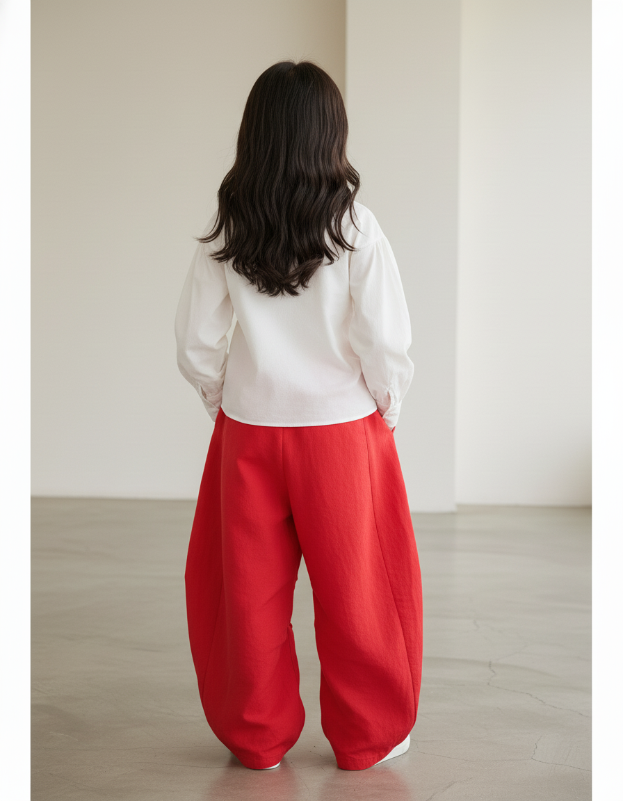 Pantalon Baggy Rouge Ample Lettres Streetwear Enfant - Lin - vue 2