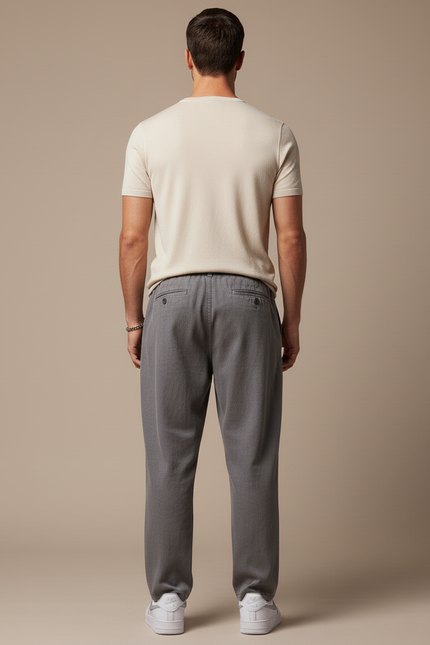 Pantalon Baggy Gris Lyocell Droit Cordon Homme - Viscose - vue 2