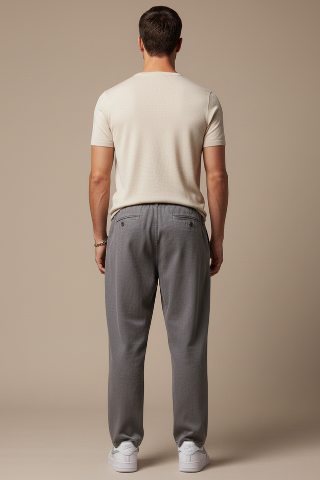 Pantalon Baggy Gris Lyocell Droit Cordon Homme - Viscose - vue 2