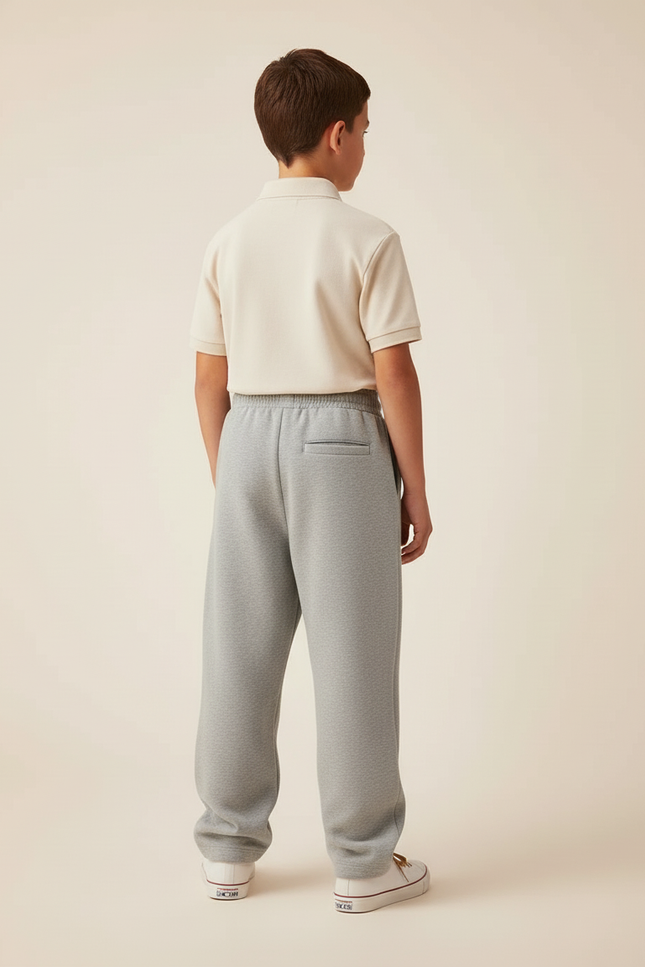 Pantalon Baggy Gris Coton Cœur Rouge Enfant Décontracté - Molleton - vue 2