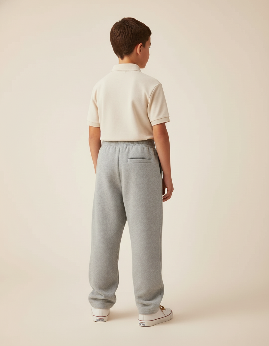 Pantalon Baggy Gris Coton Cœur Rouge Enfant Décontracté - Molleton - vue 2
