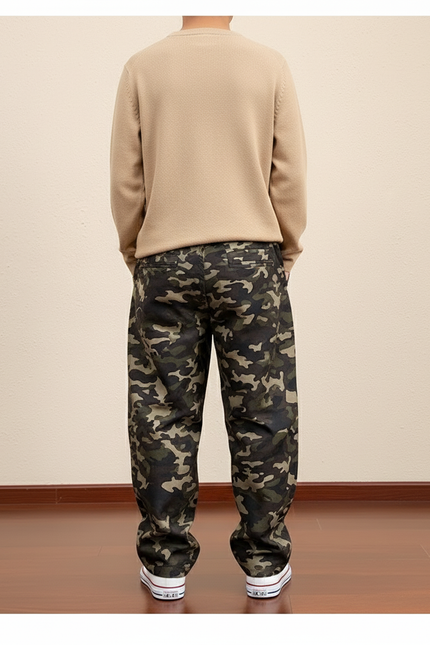 Pantalon Baggy Camouflage Ample Vert Militaire - Toile - vue 2