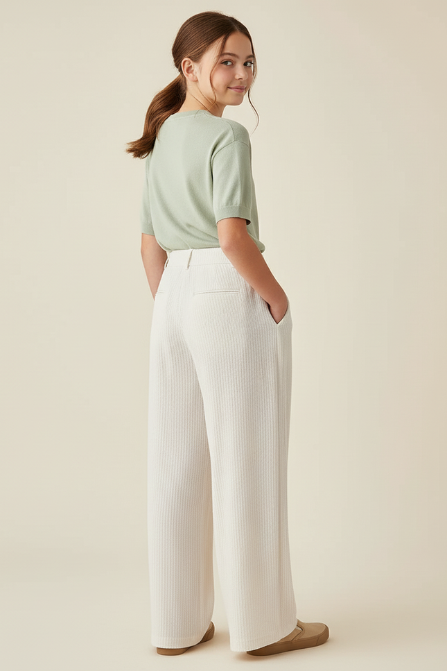 Pantalon Baggy Blanc Côtelé Ample Décontracté Fille - Cordé - vue 2