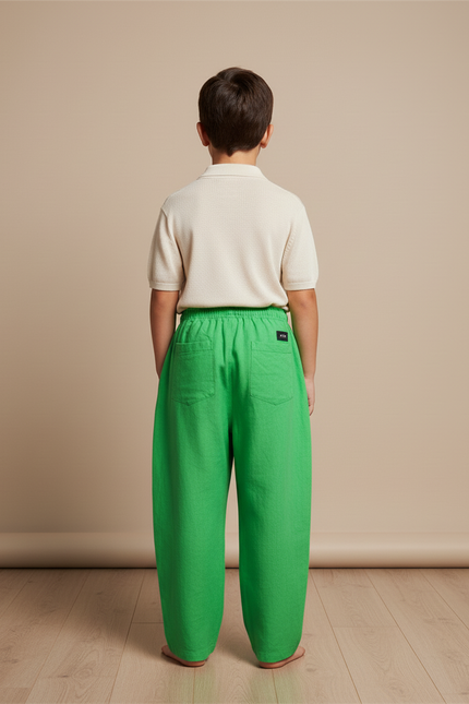 Pantalon Baggy Vert Monstre Ample Enfant Cordon - Lin - vue 2