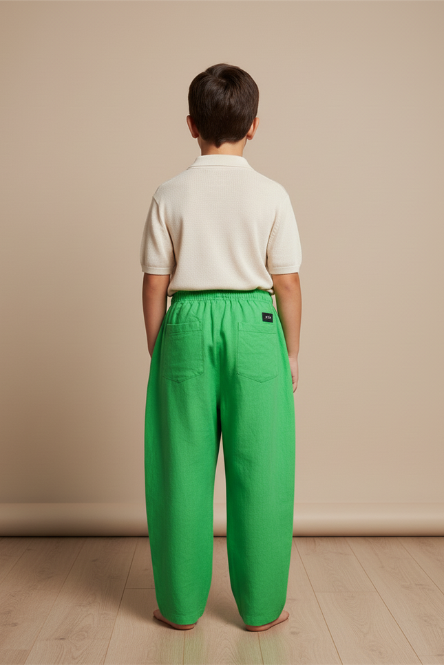 Pantalon Baggy Vert Monstre Ample Enfant Cordon - Lin - vue 2