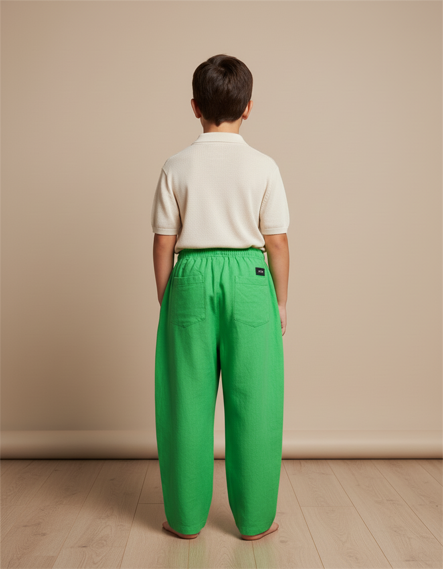 Pantalon Baggy Vert Monstre Ample Enfant Cordon - Lin - vue 2